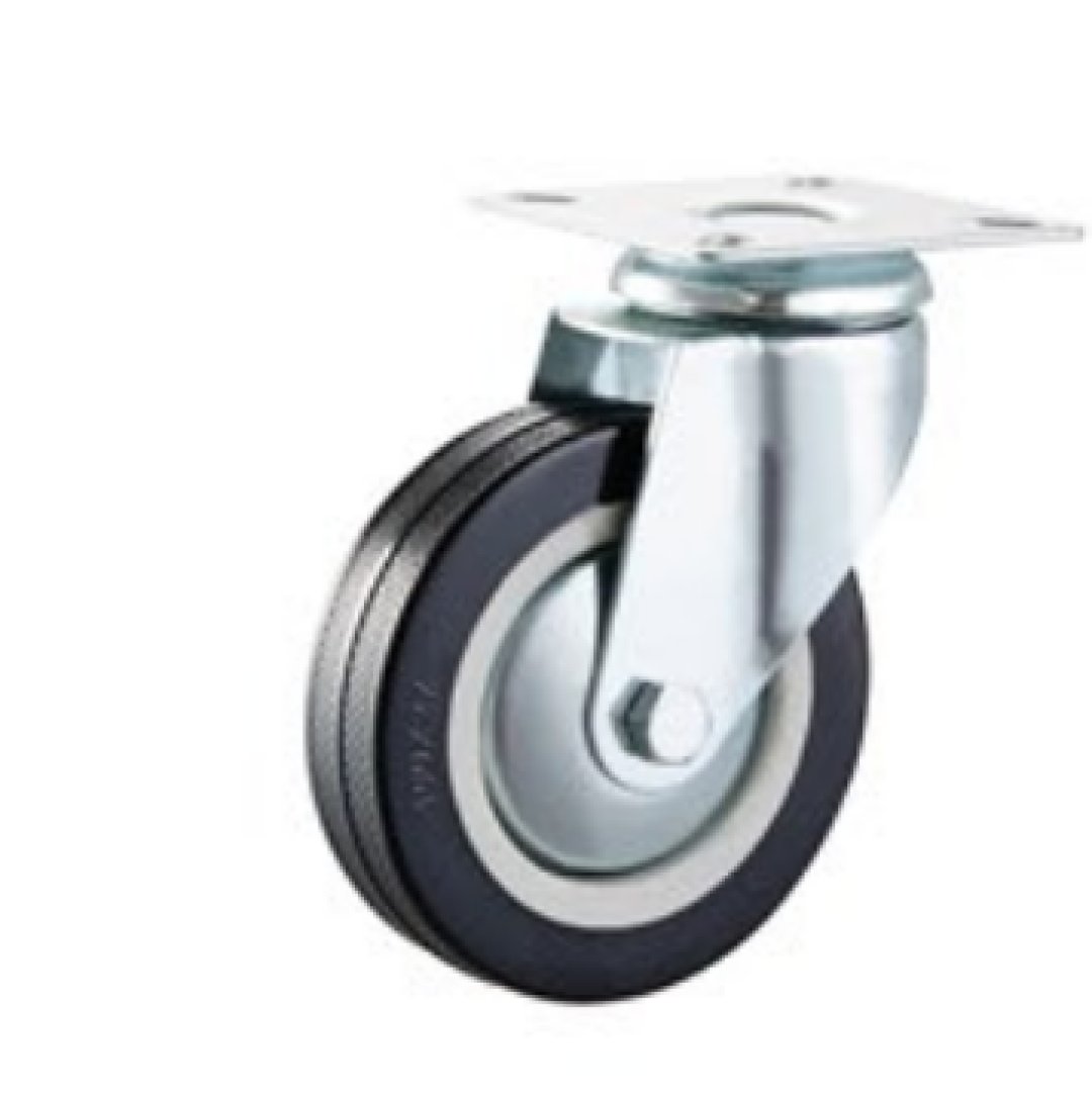 Black  Rubber  Caster, Plain  Bearing 