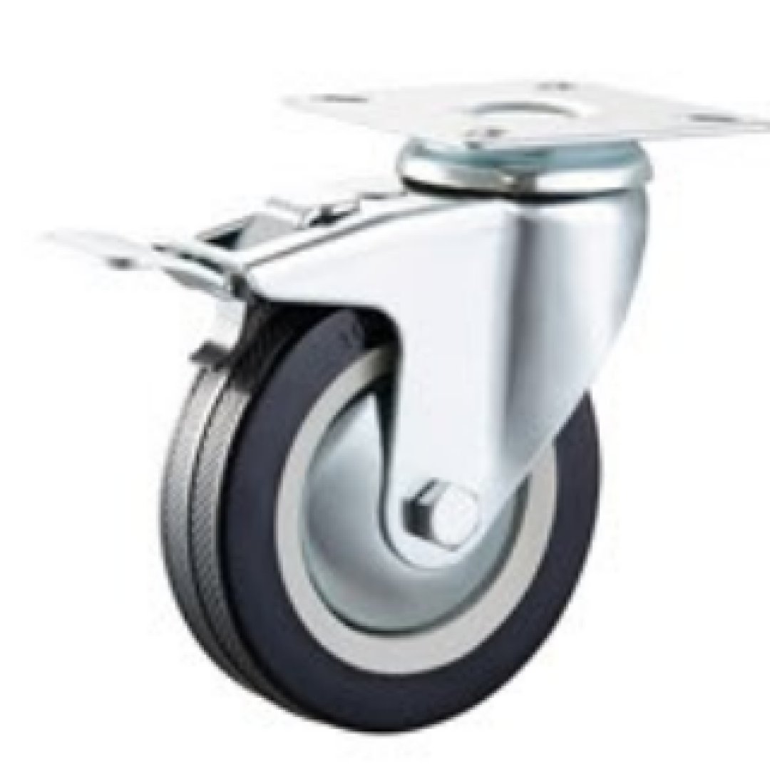 Black  Rubber  Caster, Plain  Bearing 