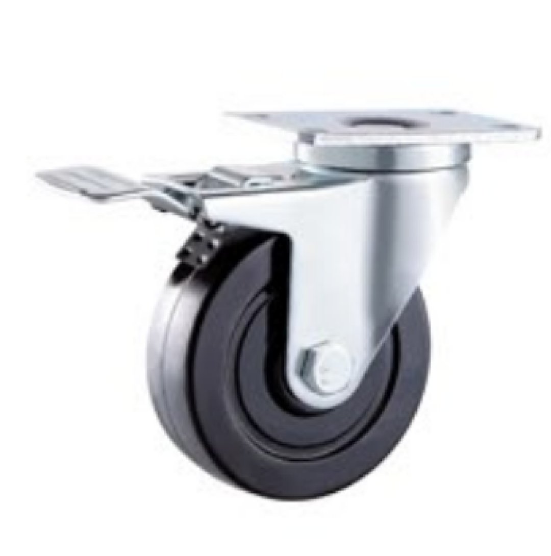 Double  Ball Bearing  Black  Rubber  Caste r