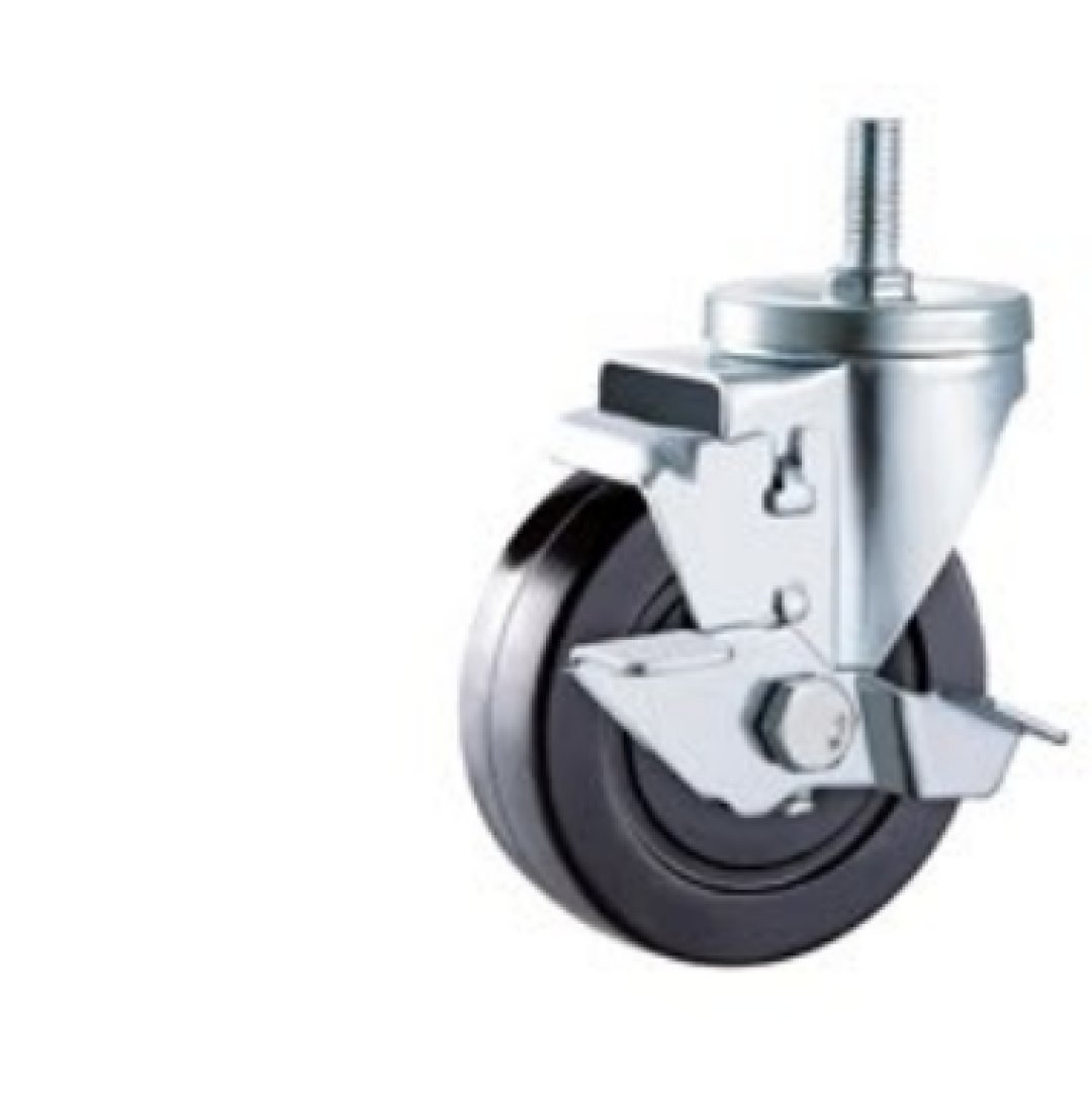 Double  Ball Bearing  Black  Rubber  Caste r