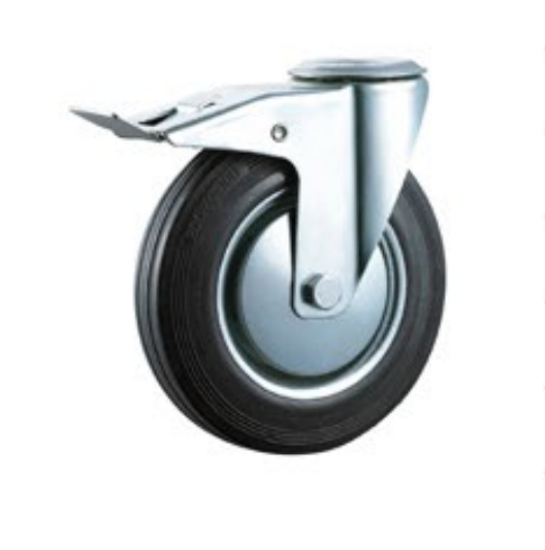 Black  Rubber  Caster, Steel  Core,Roller  Bearing