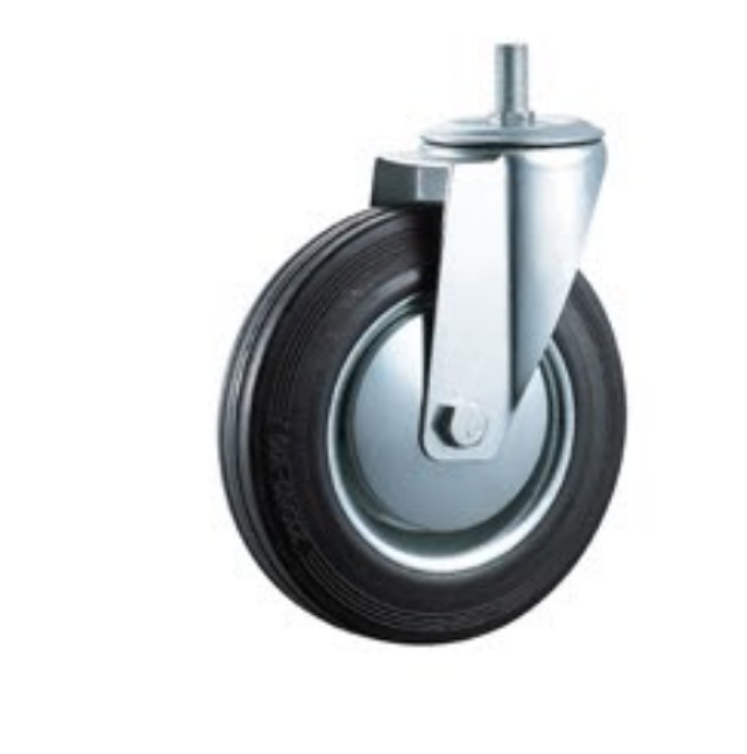 Black  Rubber  Caster, Steel  Core,Roller  Bearing