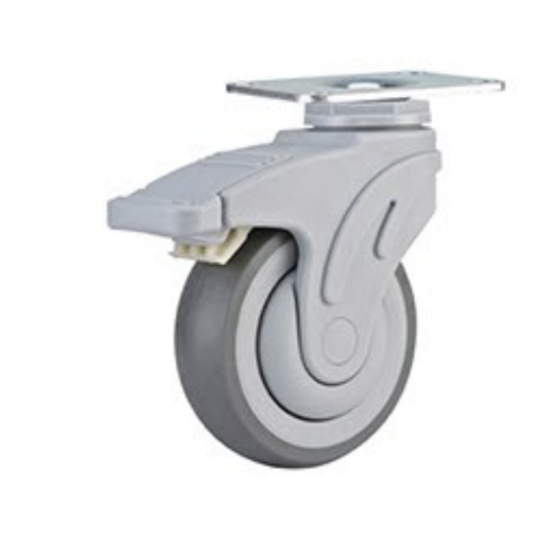 Single Ball Bearing Plastic Medical TPR Caster,Nylon Yoke