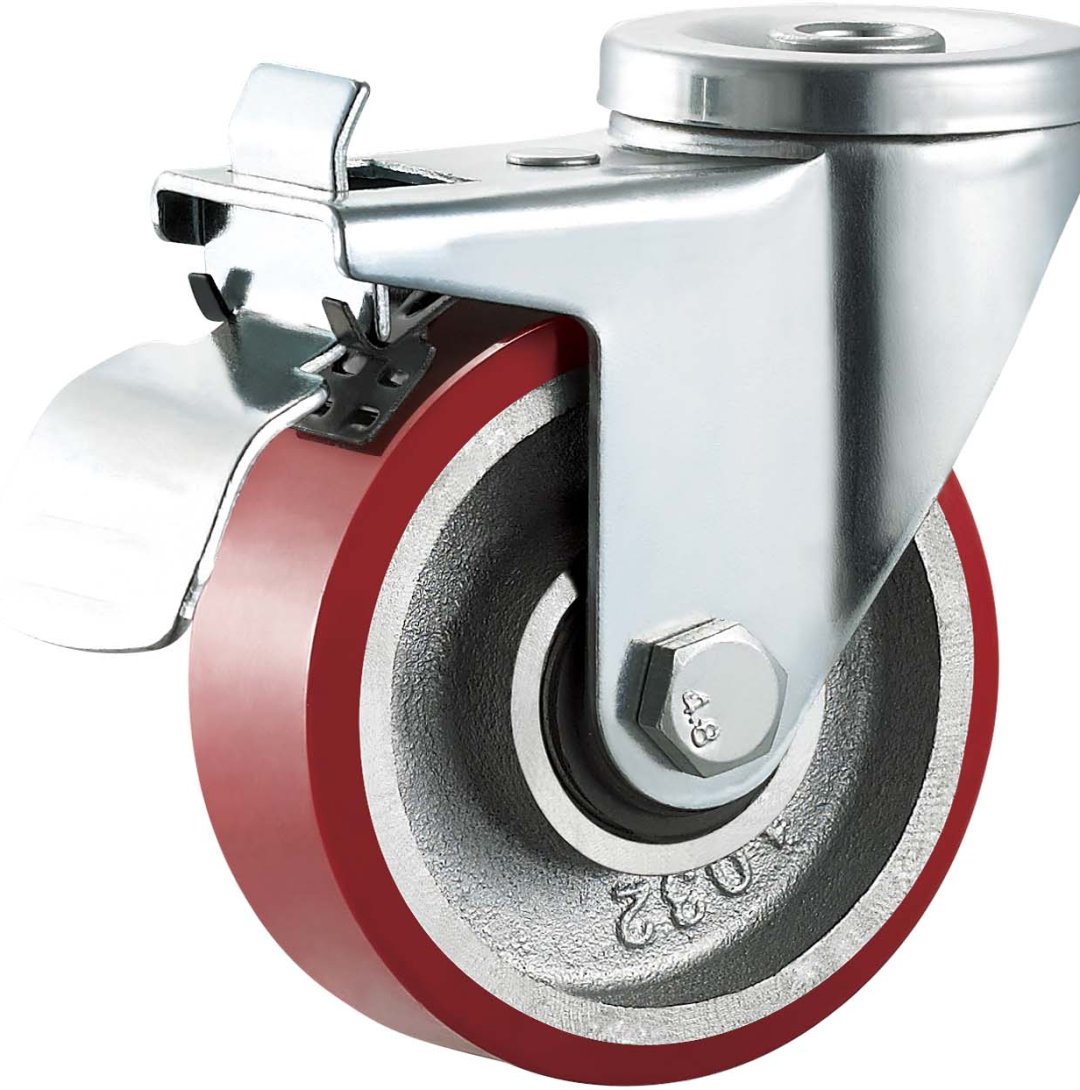 Double  BallBearing  Cast  Iron  PU  Caste r