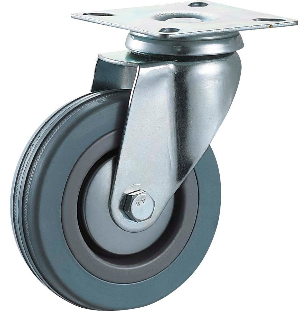 Black  Rubber  Caster, Steel  Core,Roller  Bearing 