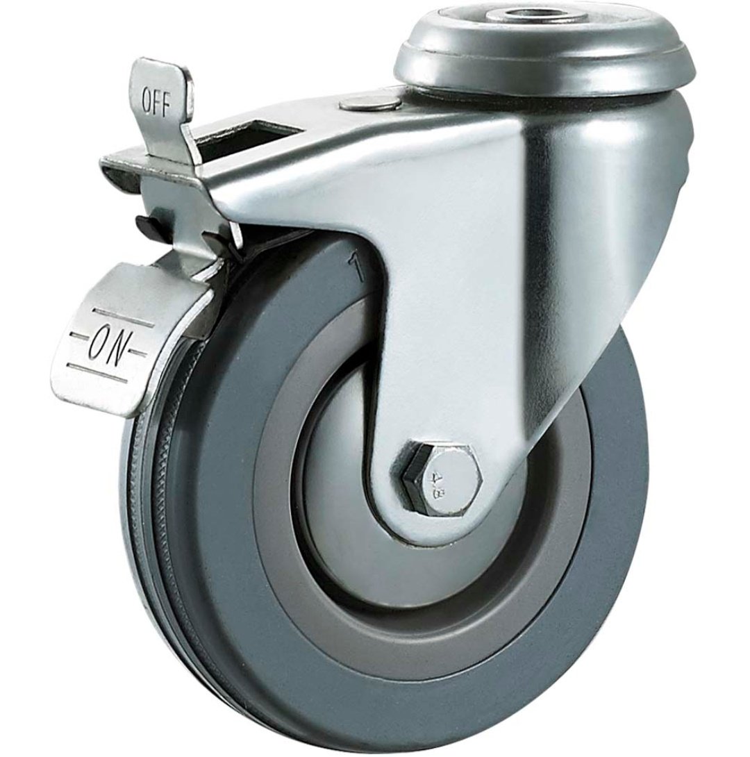 G r a y   R u b b e r    C a s t e r , P l a i n   B e a r i n g 