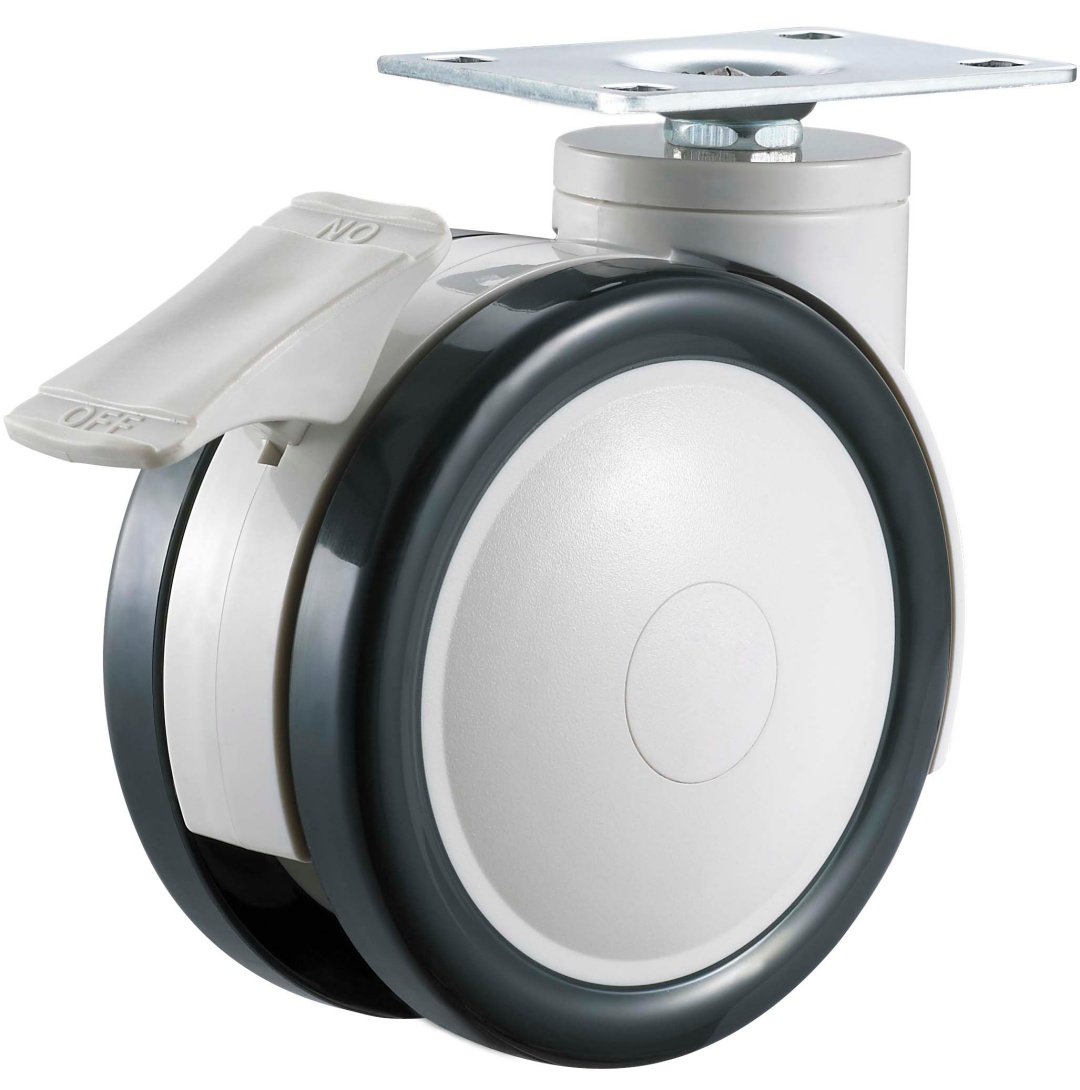 Deling Plastic PU Twin Wheels Medical Caster