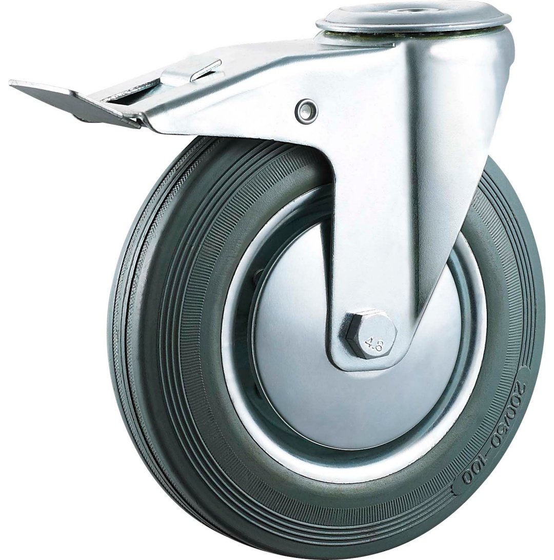 Gray  Rubber  Caster, Steel  Core,Roller  Bearing