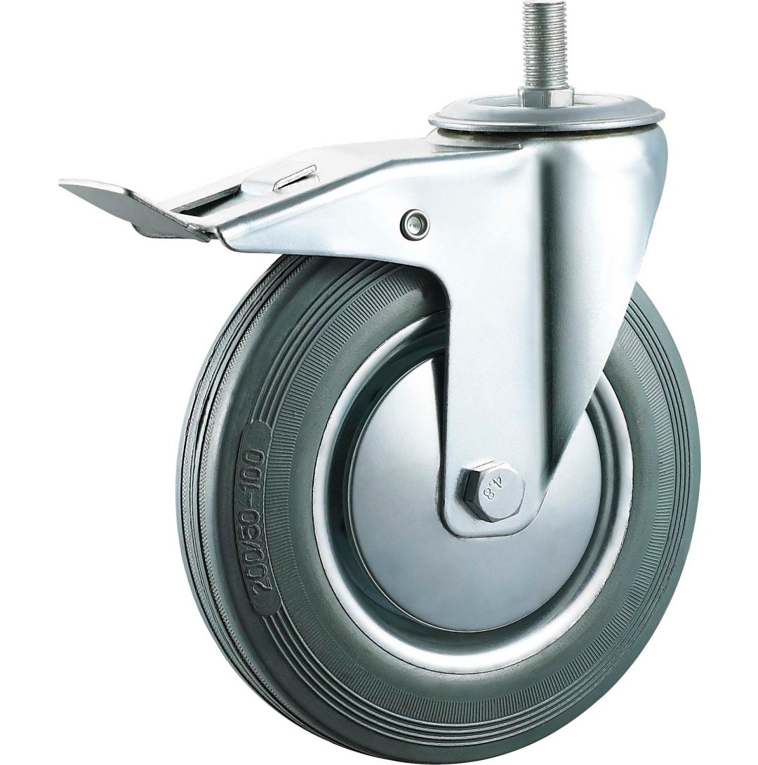 Gray  Rubber  Caster, Steel  Core,Roller  Bearing