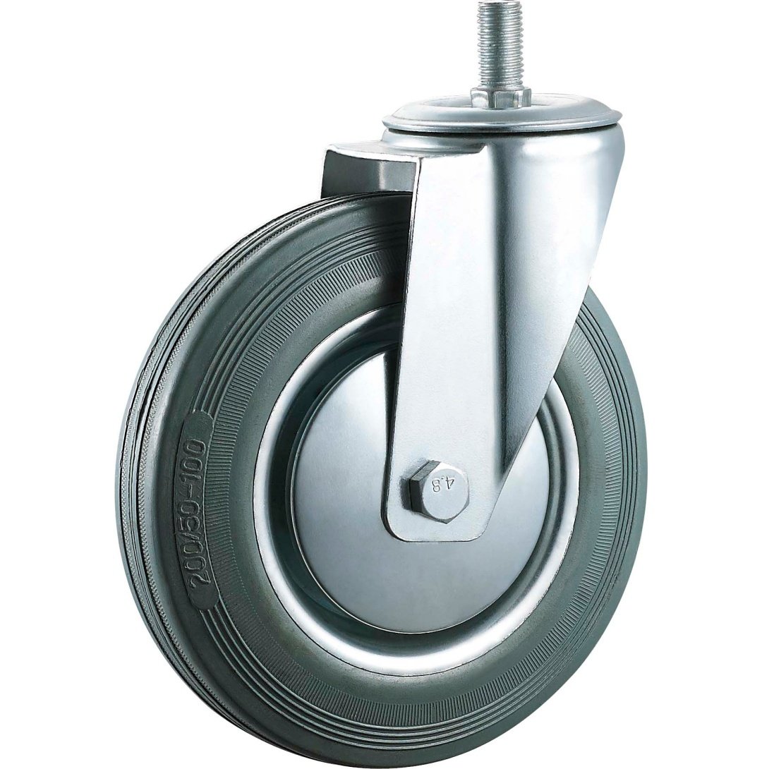 Gray  Rubber  Caster, Steel  Core,Roller  Bearing