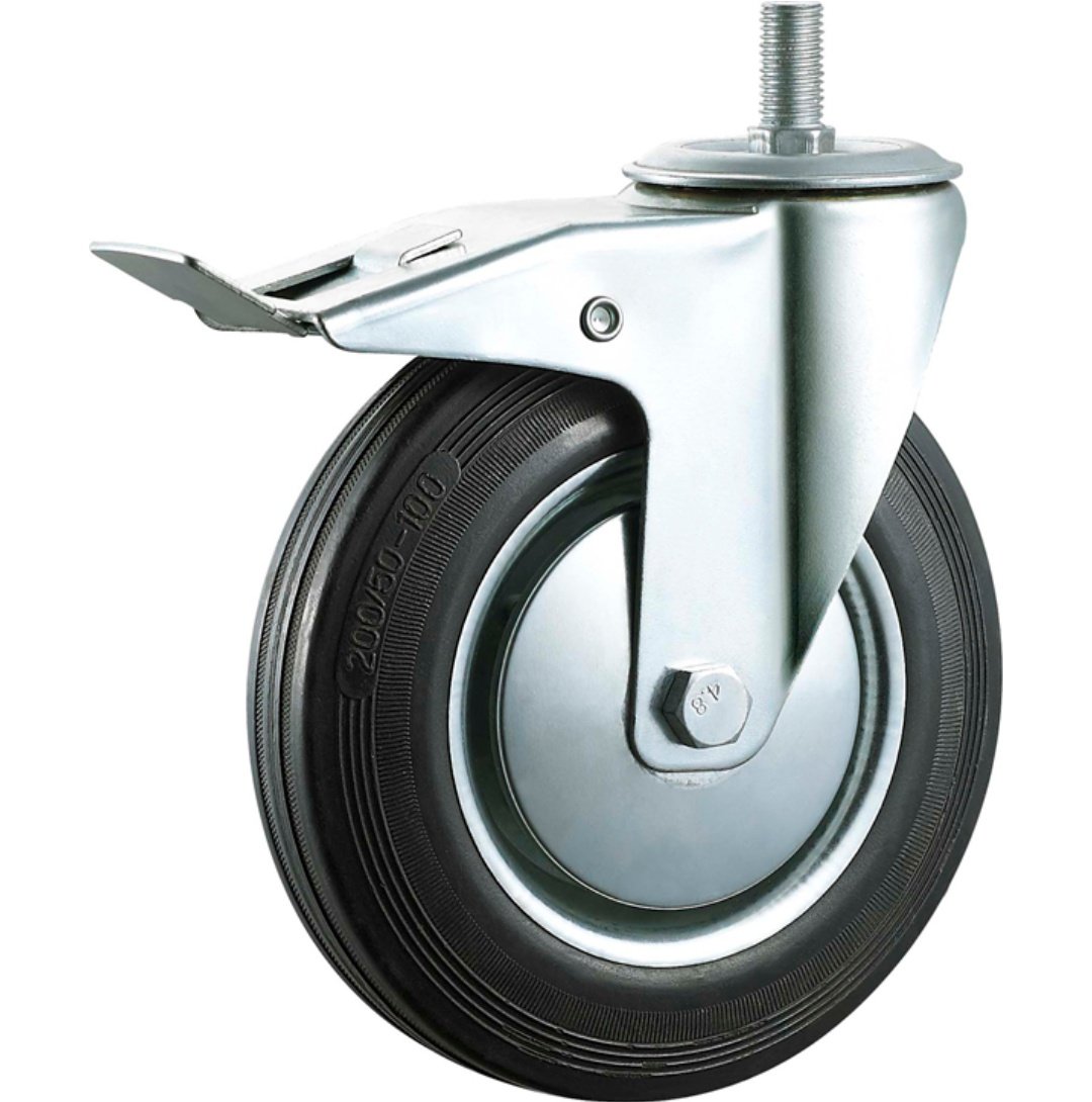 Black  Rubber  Caster, Steel  Core,Roller  Bearing