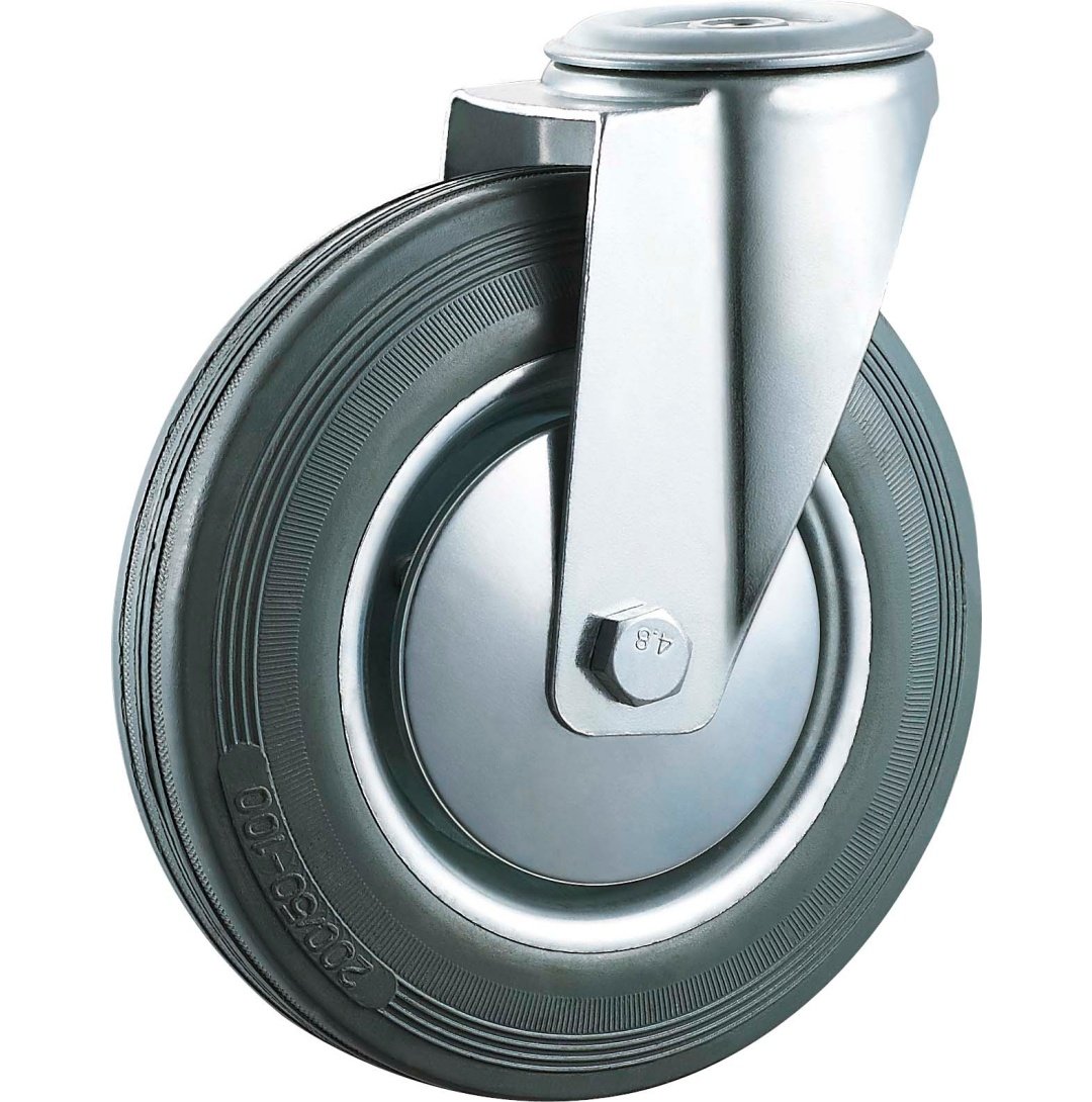 Gray  Rubber  Caster, Steel  Core,Roller  Bearing