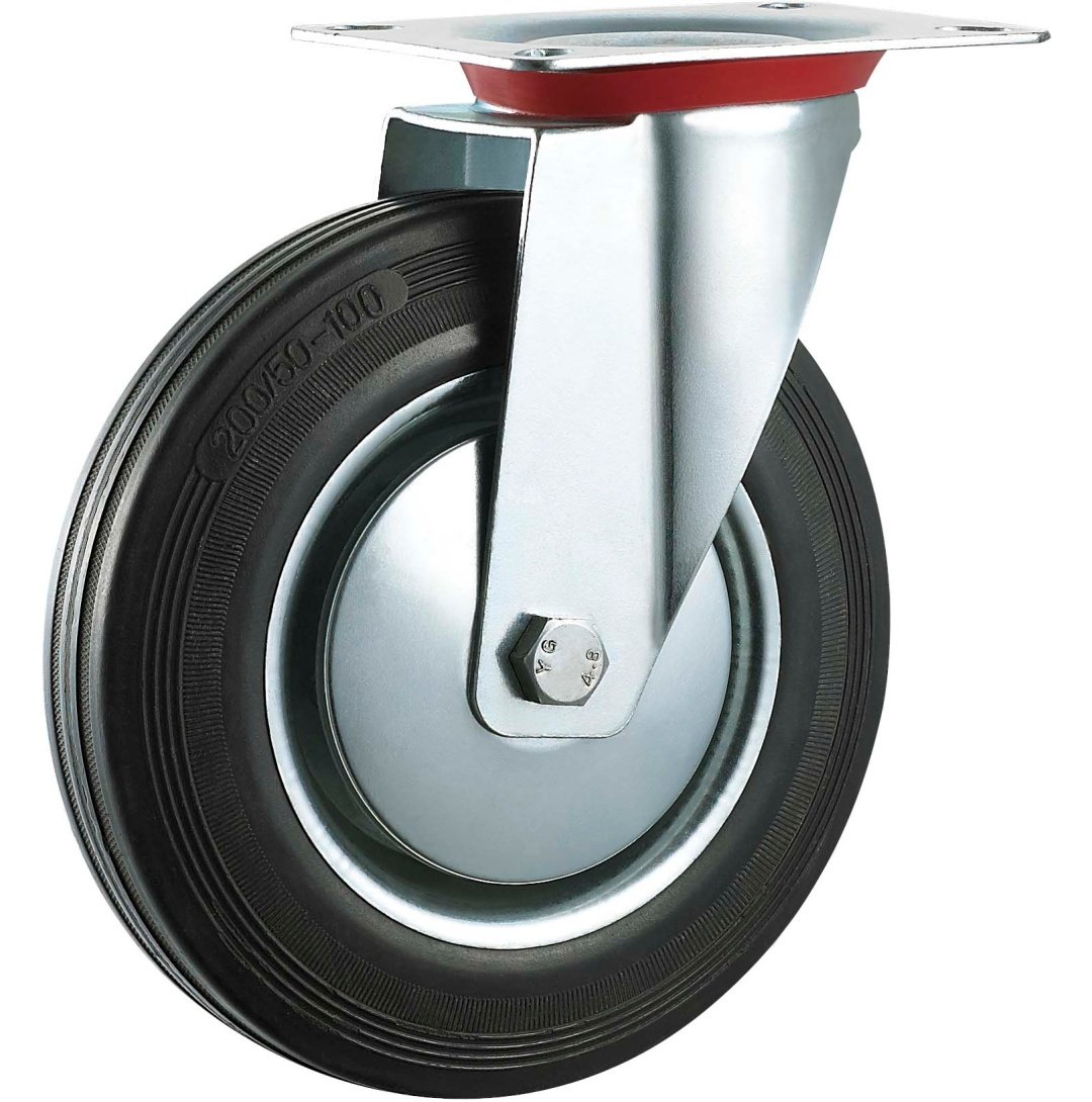 Black Rubber Caster,Steel Core ,Roller Bearing